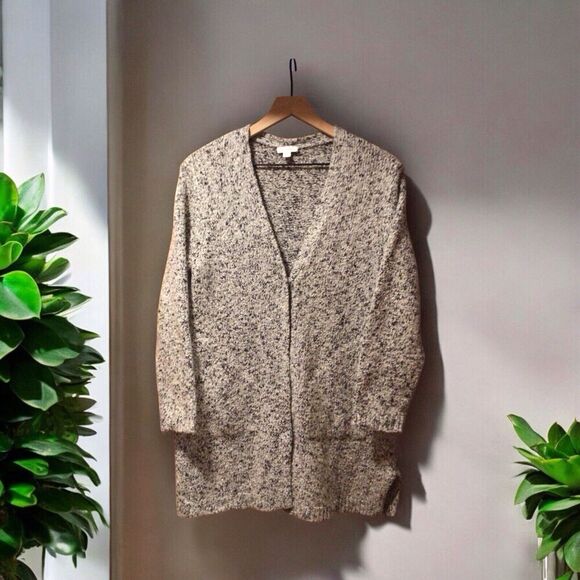 Pure Jill J Jill Sweater Womens Medium Petite Marled Buttons Pockets Cardigan - Picture 1 of 8